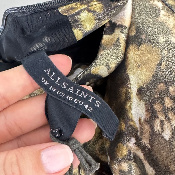 All Saints Lilliana Kettu Draped Dress Gold - Picture 9 of 11